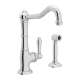 Single Hole Column Spout Bar/Food Prep Faucet With Sidespray With Metal Lever Handle In Polished Chrome