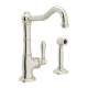 Single Hole Column Spout Bar/Food Prep Faucet With Sidespray With Metal Lever Handle In Polished Nickel