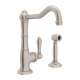 Single Hole Column Spout Bar/Food Prep Faucet With Sidespray With Metal Lever Handle In Satin Nickel