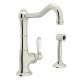 Single Hole Column Spout Bar/Food Prep Faucet With Sidespray With Porcelain Lever Handle In Polished Nickel