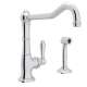 Single Hole Column Spout Kitchen Faucet With Sidespray And Extended Spout With Metal Lever Handle In Polished Chrome