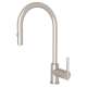 Pull-Down Side Lever Kitchen Faucet With Metal Lever Handle In Satin Nickel