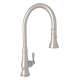 Italian Kitchen Patrizia A3420LMSTN-2 Pull-Down Kitchen Faucet With Metal Lever Handle In Satin Nickel
