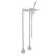 Exposed Floor Mount Tub Filler with Industrial Metal Levers Handshower and Floor Pillar Legs or Supply Unions in Polished Chrome