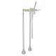 Exposed Floor Mount Tub Filler with Industrial Metal Levers Handshower and Floor Pillar Legs or Supply Unions in Polished Nickel