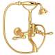 A1401LMIB Exposed Wall Mount Tub Filler with Handshower and Metal Lever Handle, Italian Brass