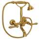 A1401LMULB Exposed Wall Mount Tub Filler with Handshower and Metal Lever Handle, Unlacquered Brass