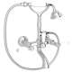 A1401LPAPC Exposed Wall Mount Tub Filler with Handshower and White Porcelain Lever Handle, Polished Chrome