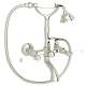 A1401LPPN Exposed Wall Mount Tub Filler with Handshower and White Porcelain Lever Handle, Polished Nickel