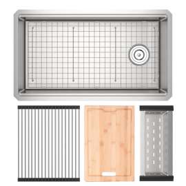RUWUM3319WSSB Culinario 33-in Stainless Steel Chef Workstation Sink with Accessories, Brushed Stainless Steel