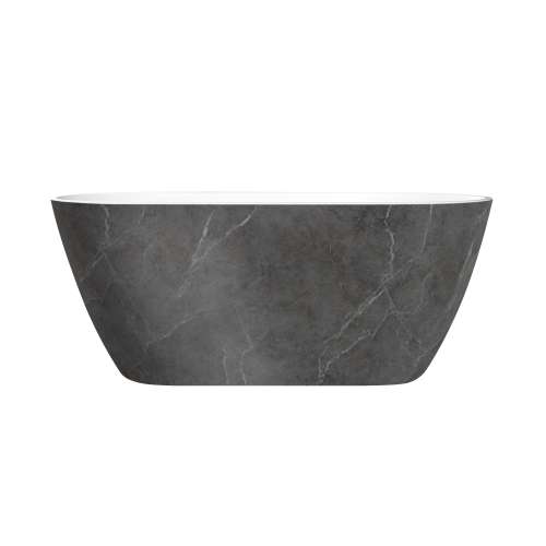 SMAFTF5929-G31M40 Flora 59-in x 29-in x 23-in Freestanding Acrylic Bathtub With Center Drain, Marble Grey/White (Gloss)