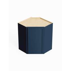 SMDCW2430L-ASM-FR02-NB Framington 24-in x 12-in x 30-in Assembled Latitude Diagonal Corner Wall Cabinet With Left-Hand Opening Door, Navy Blue