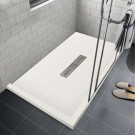SMFZSDT6036C-32 Trimslate 60-in x 36-in Shower Base with Adjustable Double Threshold and Center Drain, Cameo