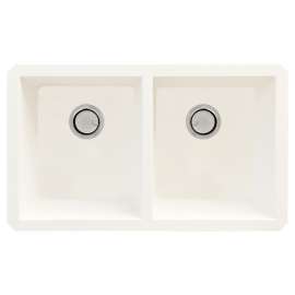 31.75-in x 19.125-in x 9.5-in Granite Double Equal Undermount Kitchen Sink with Grids, Strainer, Disposer Strainer,stallation Kit