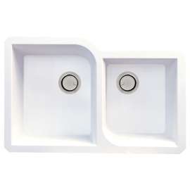 31.75-in x 20.75-in x 9.5-in Granite 1-3/4 Offset Double Undermount Kitchen Sink with Grids, Strainer, Disposer Strainer,stallation Kit