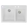 Samuel Mueller Adagio 33in x 22in silQ Granite Drop-in Double Bowl Kitchen Sink with 3 BAC Faucet Holes, In White