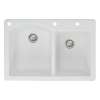 Samuel Mueller Adagio 33in x 22in silQ Granite Drop-in Double Bowl Kitchen Sink with 3 BAD Faucet Holes, In White
