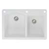 Samuel Mueller Adagio 33in x 22in silQ Granite Drop-in Double Bowl Kitchen Sink with 3 BAE Faucet Holes, In White