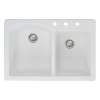 Samuel Mueller Adagio 33in x 22in silQ Granite Drop-in Double Bowl Kitchen Sink with 3 BCD Faucet Holes, In White