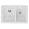 Samuel Mueller Adagio 33in x 22in silQ Granite Drop-in Double Bowl Kitchen Sink with 3 BCE Faucet Holes, In White