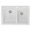 Samuel Mueller Adagio 33in x 22in silQ Granite Drop-in Double Bowl Kitchen Sink with 3 BDE Faucet Holes, In White