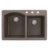 Samuel Mueller Adagio 33in x 22in silQ Granite Drop-in Double Bowl Kitchen Sink with 3 BCD Faucet Holes, In Espresso