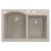 Samuel Mueller Adagio 33in x 22in silQ Granite Drop-in Double Bowl Kitchen Sink with 3 BAC Faucet Holes, In Cafe Latte