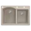 Samuel Mueller Adagio 33in x 22in silQ Granite Drop-in Double Bowl Kitchen Sink with 3 BAD Faucet Holes, In Cafe Latte