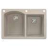 Samuel Mueller Adagio 33in x 22in silQ Granite Drop-in Double Bowl Kitchen Sink with 3 BAE Faucet Holes, In Cafe Latte