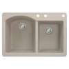 Samuel Mueller Adagio 33in x 22in silQ Granite Drop-in Double Bowl Kitchen Sink with 3 BCE Faucet Holes, In Cafe Latte