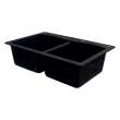 Samuel Mueller Adagio 33in x 22in silQ Granite Drop-in Double Bowl Kitchen Sink with 3 CAB Faucet Holes, in Black