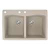 Samuel Mueller Adagio 33in x 22in silQ Granite Drop-in Double Bowl Kitchen Sink with 3 CAB Faucet Holes, in Cafe Latte