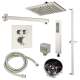 SMATSK1612HB-2-BN ArgoTherm Two Function Square Thermostatic Push Button With Hand Shower On Bar Set, Brushed Nickel