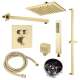 SMATSK1612HB-2-CB ArgoTherm Two Function Square Thermostatic Push Button With Hand Shower On Bar Set, Champagne Bronze