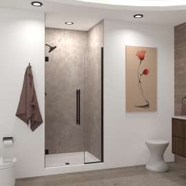 SMEHTB44267610C-BK-MB Ethan 44-in W x 76-in H Hinged Shower Door in Matte Black with Clear Glass