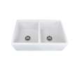 Samuel Mueller Valencia 33in x 20in Undermount Double Bowl Farmhouse Fireclay Kitchen Sink with Reversible (French/Plain) Front, in