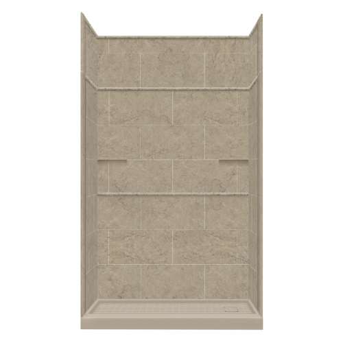 Samuel Mueller Luxura Solid Surface 60-in x 96-in Alcove Shower Kit with Extension