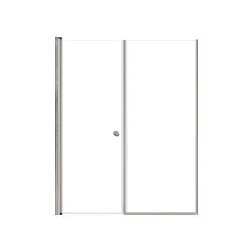 SMLSDF557006C-M Lydia 55-in x 70-in Pivot Shower Door And Fixed Panel With 1/4-in Clear Glass And Double-Sided Knob Handles