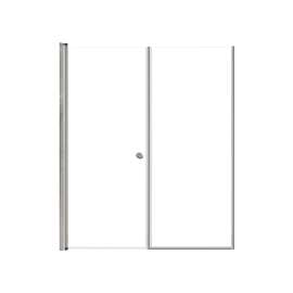 SMLSDF587006C-M Lydia 58-in x 70-in Pivot Shower Door And Fixed Panel With 1/4-in Clear Glass And Double-Sided Knob Handles