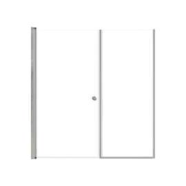 SMLSDF637006C-M Lydia 63-in x 70-in Pivot Shower Door And Fixed Panel With 1/4-in Clear Glass And Double-Sided Knob Handles