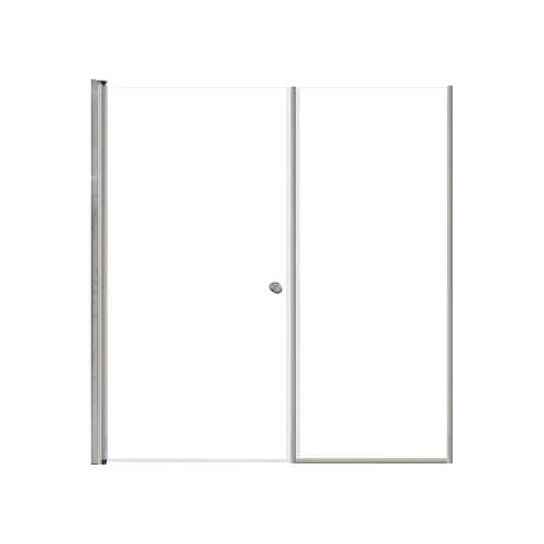 SMLSDF637006C-M Lydia 63-in x 70-in Pivot Shower Door And Fixed Panel With 1/4-in Clear Glass And Double-Sided Knob Handles