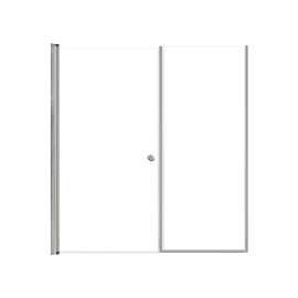 SMLSDF647006C-M Lydia 64-in x 70-in Pivot Shower Door And Fixed Panel With 1/4-in Clear Glass And Double-Sided Knob Handles