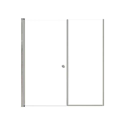 SMLSDF647006C-M Lydia 64-in x 70-in Pivot Shower Door And Fixed Panel With 1/4-in Clear Glass And Double-Sided Knob Handles