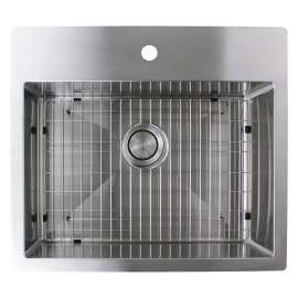 16 Gauge Single Micro Edge Dual Mount Stainless Steel Sink Bowl 25-in X 22-in x 10-in