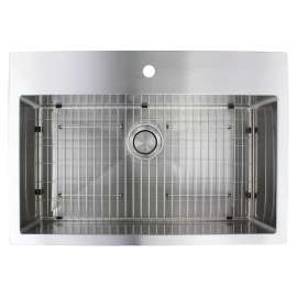16 Gauge Super Single Micro Edge Dual Mount Stainless Steel Sink Bowl 32-in X 22-in x 10-in