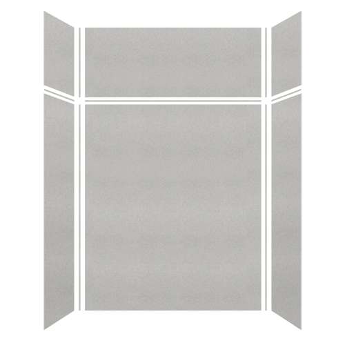 Monterey 60-in x 36-in x 72/24-in Glue to Wall 3-Piece Transition Shower Wall Kit, Grey Stone/Velvet