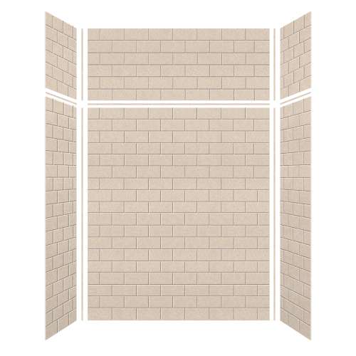 Monterey 60-in x 36-in x 72/24-in Glue to Wall 3-Piece Transition Shower Wall Kit, Butternut/Tile