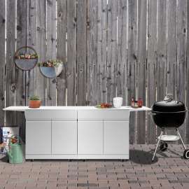 SMOUCS6424 Outdoor Kitchen 64-in x 24-in x 37-in Double Utility Cabinet With Folding Shelves, Stainless Steel