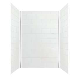 SMPWK604896-531 Pioneer 60-in x 48-in x 96-in 3-Piece Shower Wall Kit, White (Matte 8-in x 16-in Horizontal Tile Pattern)