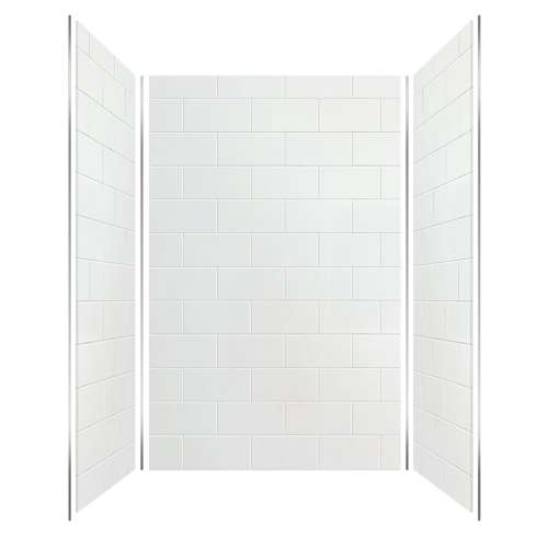 SMPWK604896-531 Pioneer 60-in x 48-in x 96-in 3-Piece Shower Wall Kit, White (Matte 8-in x 16-in Horizontal Tile Pattern)